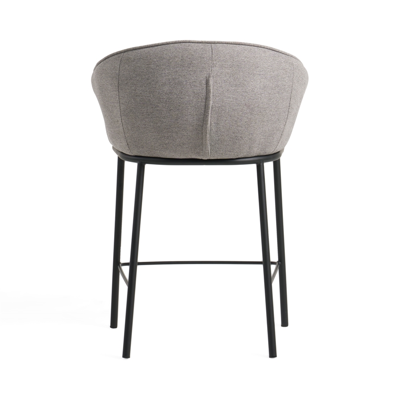 Modrest Rumi Upholstered Modern Fabric Counter Stool in Gray/Black