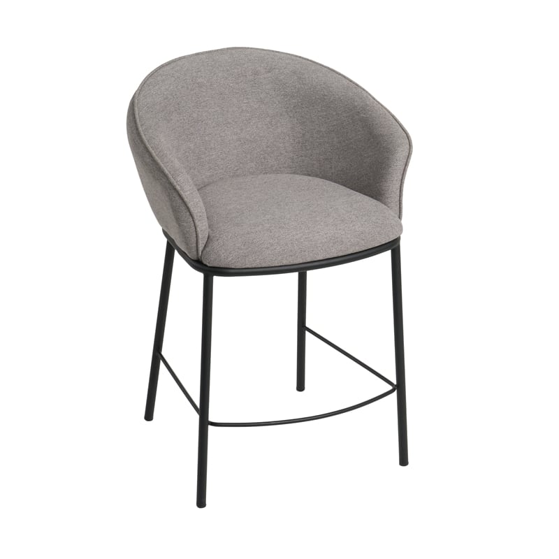 Modrest Rumi Upholstered Modern Fabric Counter Stool in Gray/Black