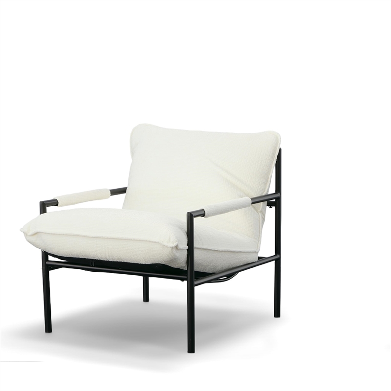 Modrest Calumet Upholstered Modern Fabric Accent Chair in White
