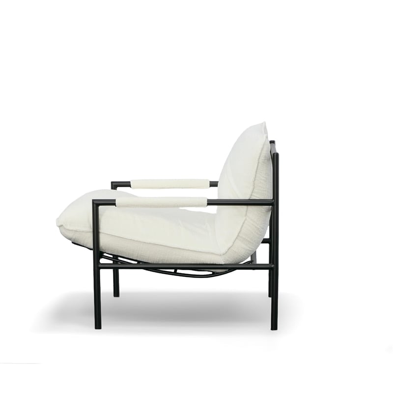 Modrest Calumet Upholstered Modern Fabric Accent Chair in White