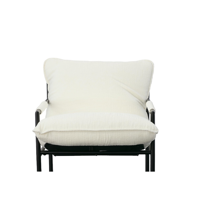 Modrest Calumet Upholstered Modern Fabric Accent Chair in White