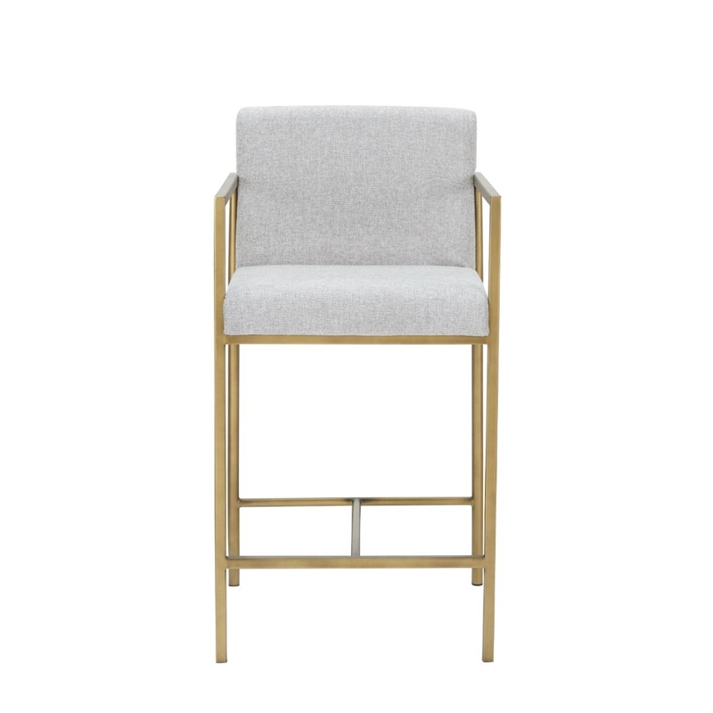 Modrest Burnham Upholstered Modern Fabric Counter Stool in Light Gray