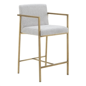 Modrest Burnham Upholstered Modern Fabric Counter Stool in Light Gray