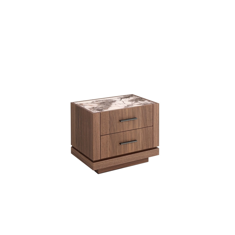 Modrest Nova Domus Bailey 2-Drawer Engineered Wood Nightstand in Walnut