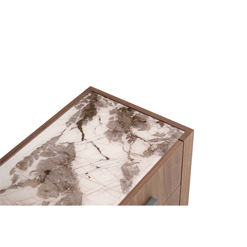 Modrest Nova Domus Bailey 2-Drawer Engineered Wood Nightstand in Walnut