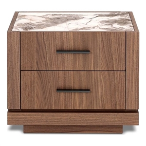 Modrest Nova Domus Bailey 2-Drawer Engineered Wood Nightstand in Walnut