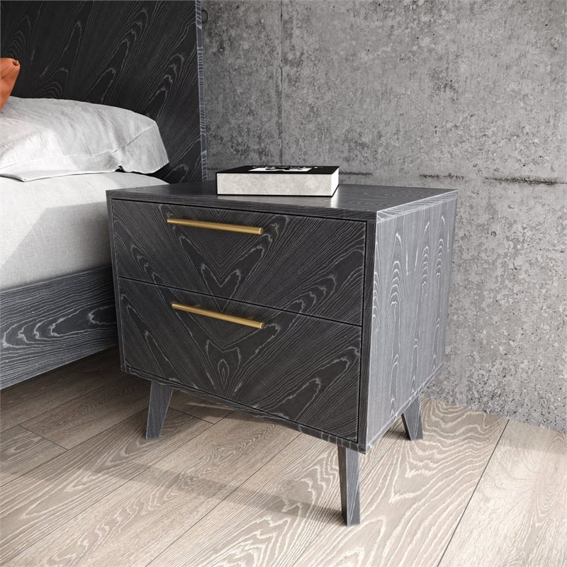 Modrest Diana 2-Drawer Engineered Wood Nightstand in Gray Ash