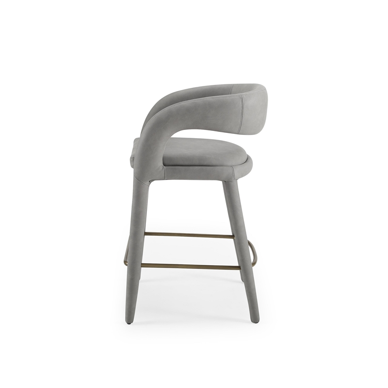 Modrest Faerron Modern Leatherette Upholstered Counter Chair in Gray