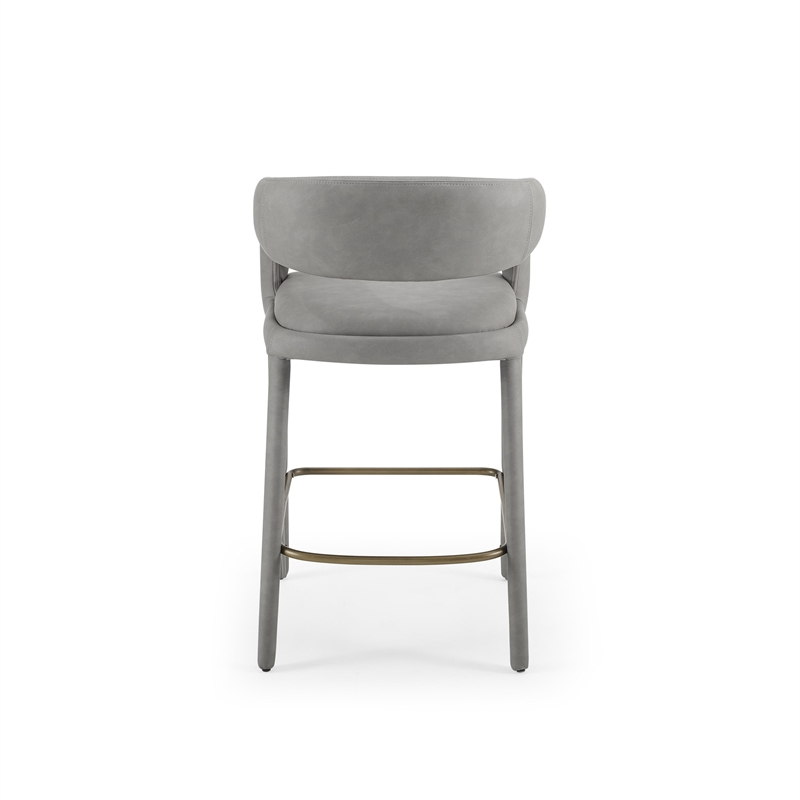 Modrest Faerron Modern Leatherette Upholstered Counter Chair in Gray