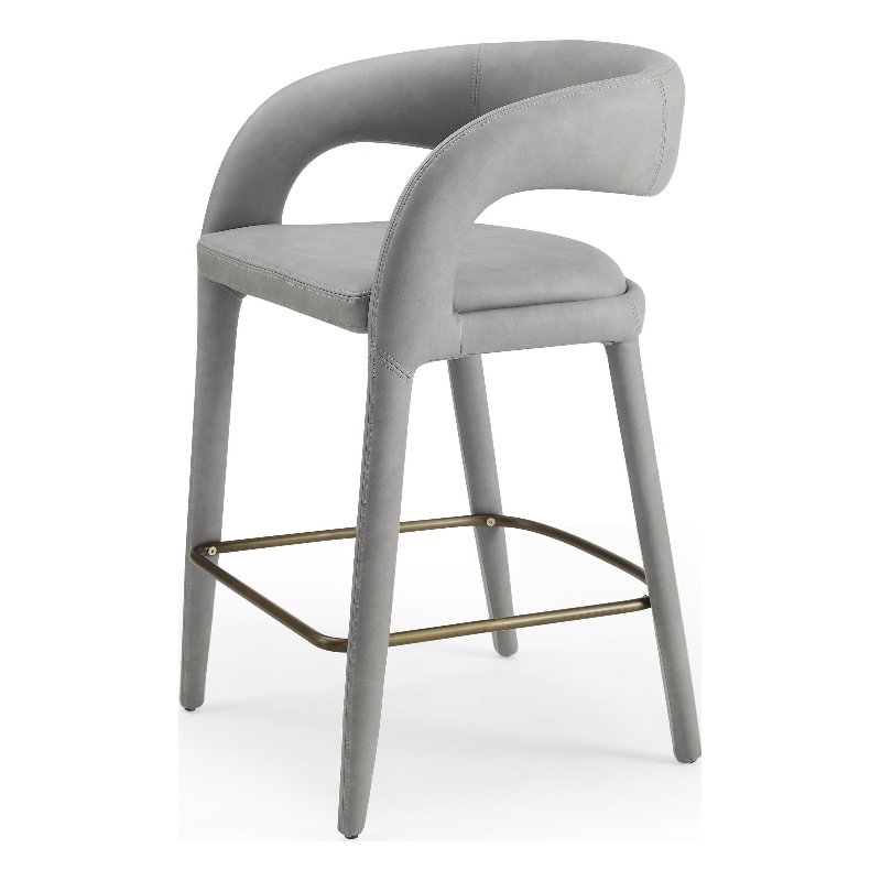 Modrest Faerron Modern Leatherette Upholstered Counter Chair in Gray