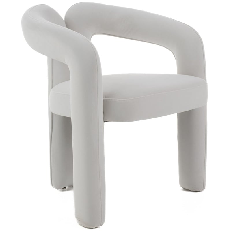 Modrest Ellen Glam Velvet Upholstered Dining Chair in White