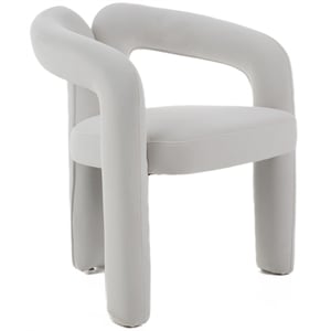 modrest ellen glam velvet upholstered dining chair in white