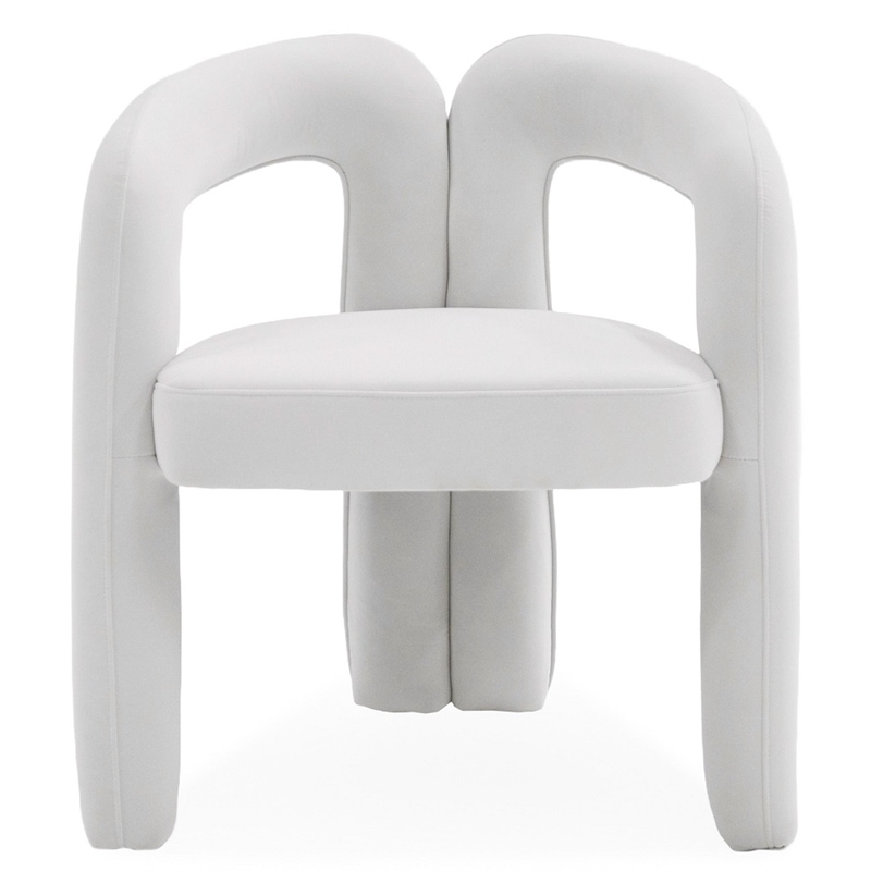 Modrest Ellen Glam Velvet Upholstered Dining Chair in White