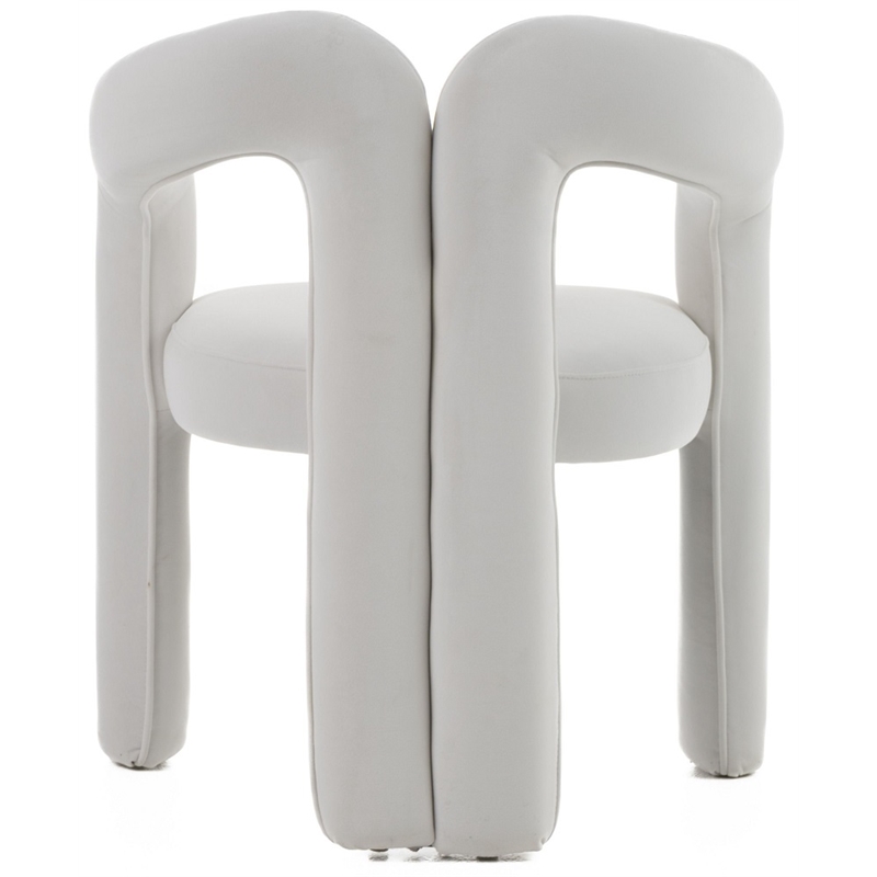Modrest Ellen Glam Velvet Upholstered Dining Chair in White