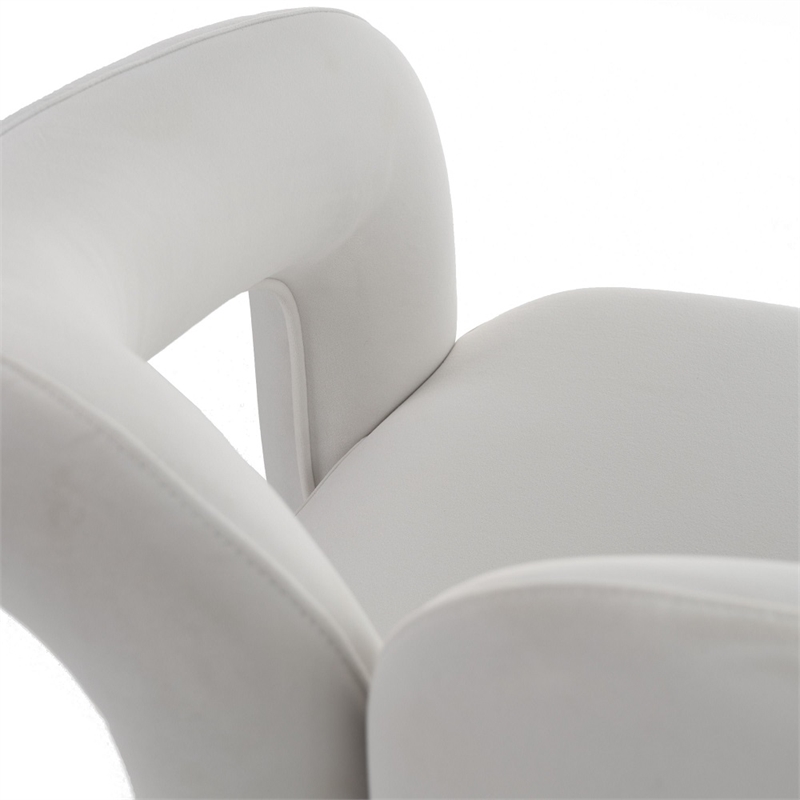 Modrest Ellen Glam Velvet Upholstered Dining Chair in White