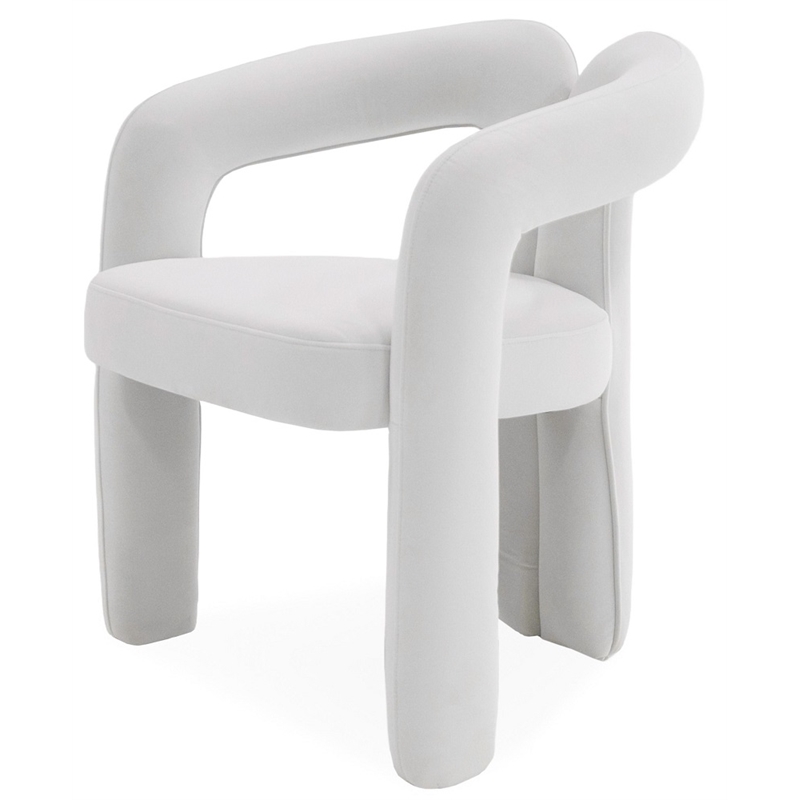 Modrest Ellen Glam Velvet Upholstered Dining Chair in White