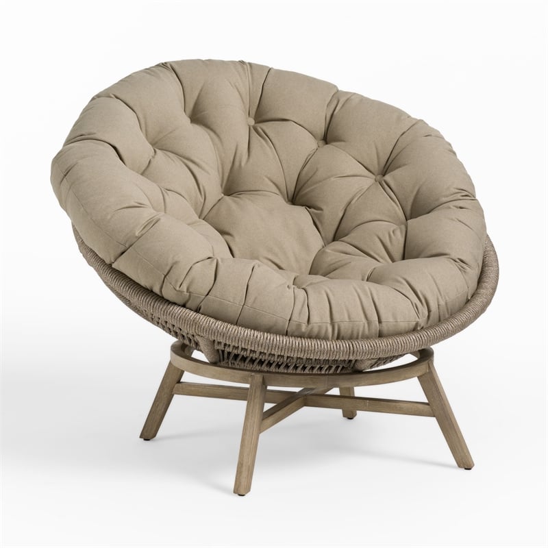 Modrest  Renava Moon Outdoor Modern Polyester Fabric Lounge Chair in Beige