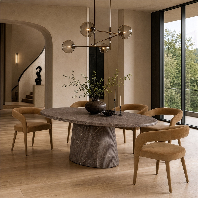 Modrest Mundra Modern Tan Fabric Dining Chair