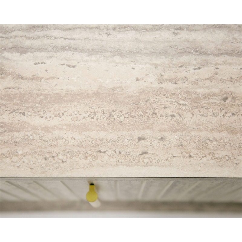 Nova Domus Roma - Modern Travertine + Gold Nightstand