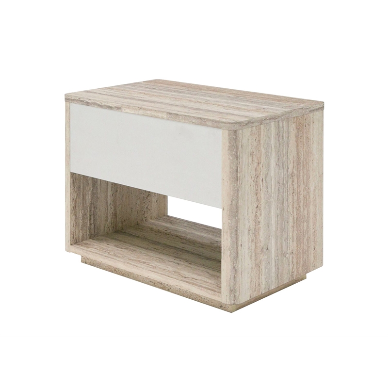 Nova Domus Roma - Modern Travertine + Gold Nightstand