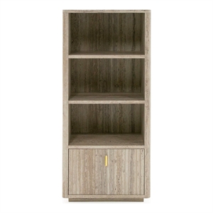 Nova Domus Roma - Modern Travertine + Gold Bookcase