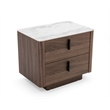 Modrest Chelton Contemporary White Ceramic & Walnut Nightstand