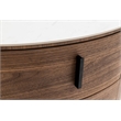 Modrest Chelton Contemporary White Ceramic & Walnut Oval Nightstand
