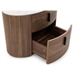 Modrest Chelton Contemporary White Ceramic & Walnut Oval Nightstand