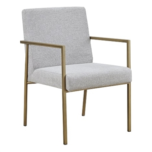 Burnham - Modern Light Grey & Brass Arm Dining Chair