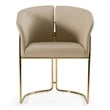 Renfew - Modern Beige Vegan Leather + Champagne Gold Dining Chair