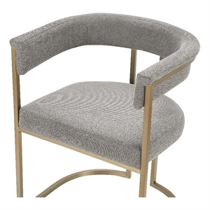 Byron - Modern Grey Fabric + Antique Brass Dining Chair