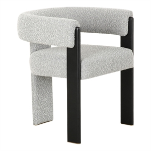Kenmare - Modern Light Grey Fabric + Black Dining Chair