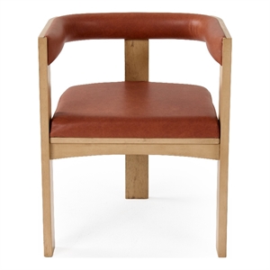 Oshana - Modern Rust Leatherette + White Oak Dining Chair