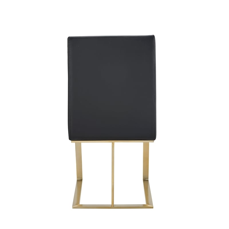 Frankie - Modern Dark Grey Vegan Leather + Antique Brass Dining Chair