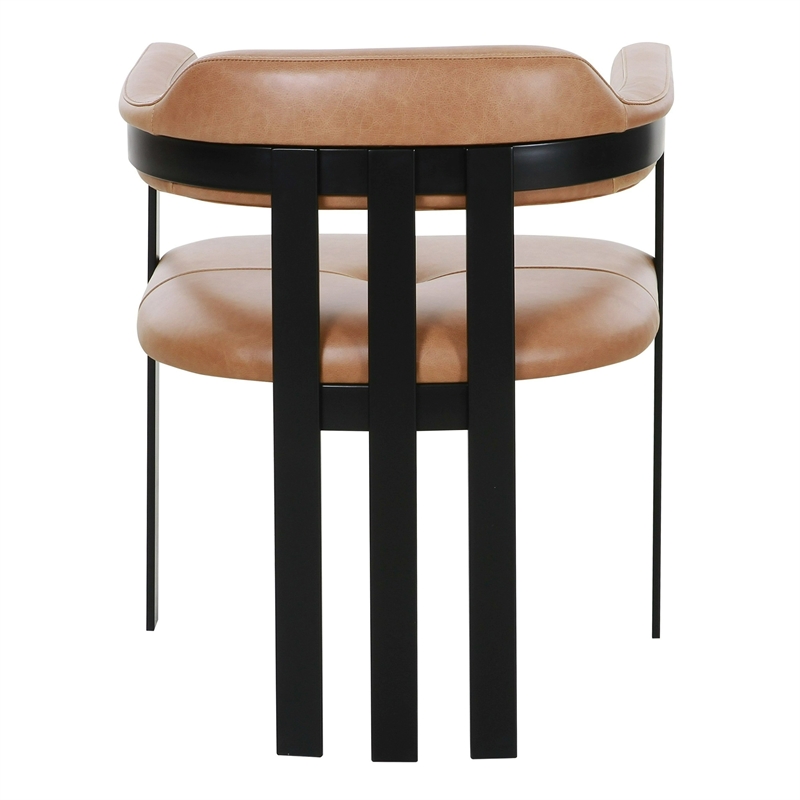 Hazen - Modern Camel Leather + Black Iron Dining Chair