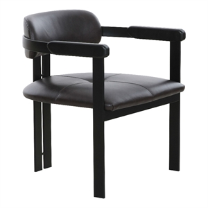 Aneta - Modern Dark Brown Leather + Black Dining Chair