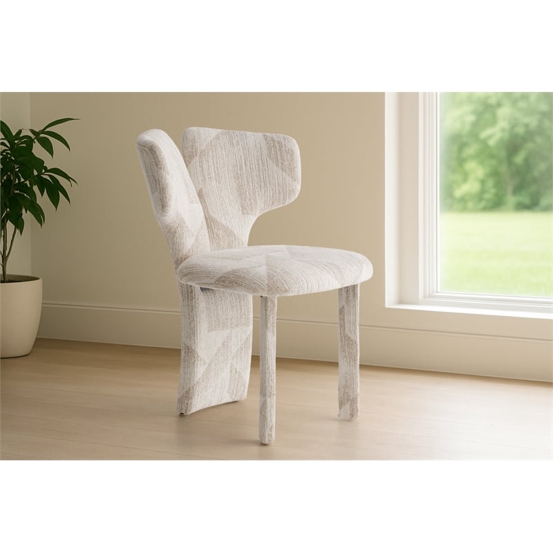 Masuda - Modern Beige Pattern Fabric Dining Chair (Set of 2)