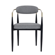 Buchtel - Mid-Century Modern Medium Grey + Gold Arm + Black Dining Chair