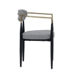 Buchtel - Mid-Century Modern Medium Grey + Gold Arm + Black Dining Chair