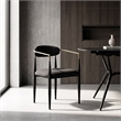 Buchtel - Mid-Century Modern Dark Grey + Gold Arm + Black Dining Chair