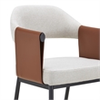 Jensen - Modern Light Grey Fabric + Camel Vegan Leather Dining Chair
