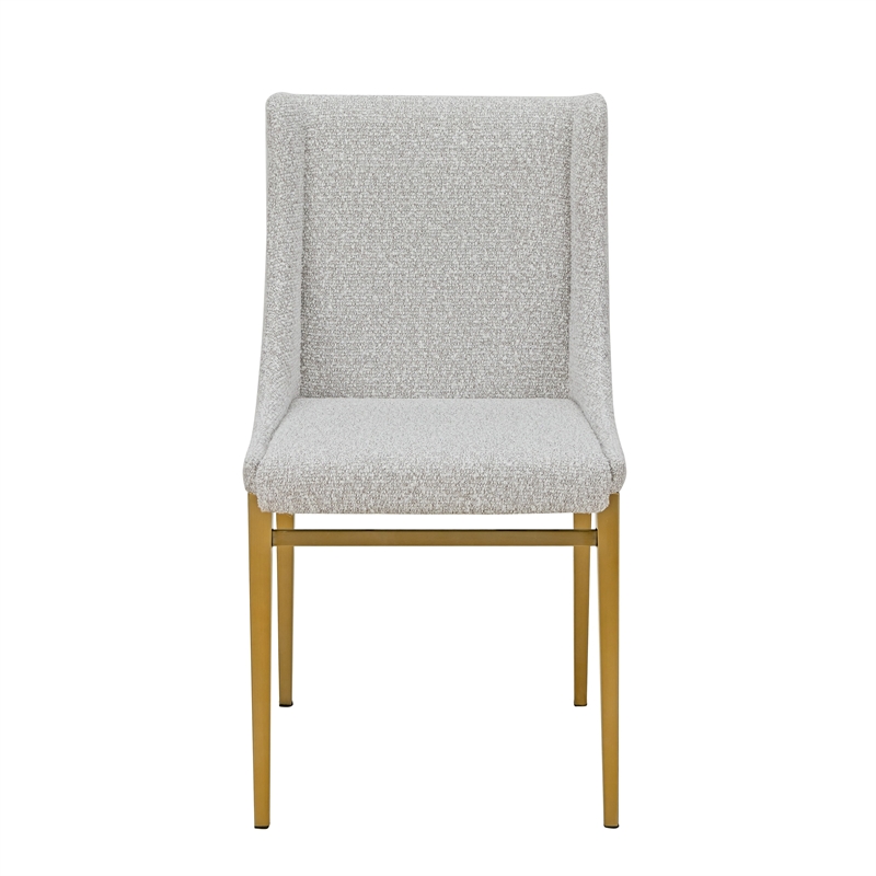 Mimi - Modern Light Grey Fabric + Antique Brass Dining Chair (Set of 2)