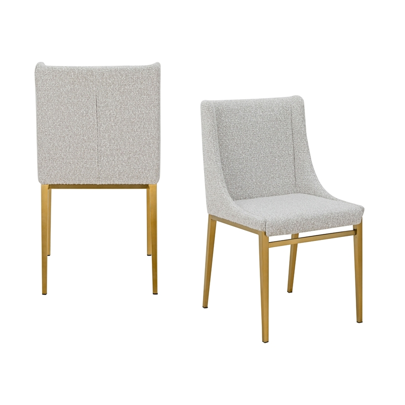 Mimi - Modern Light Grey Fabric + Antique Brass Dining Chair (Set of 2)