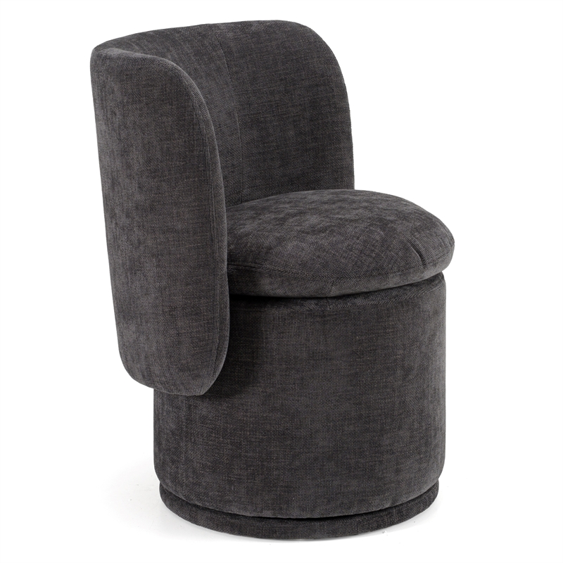 Norris - Modern Dark Gray Fabric Swivel Dining Chair