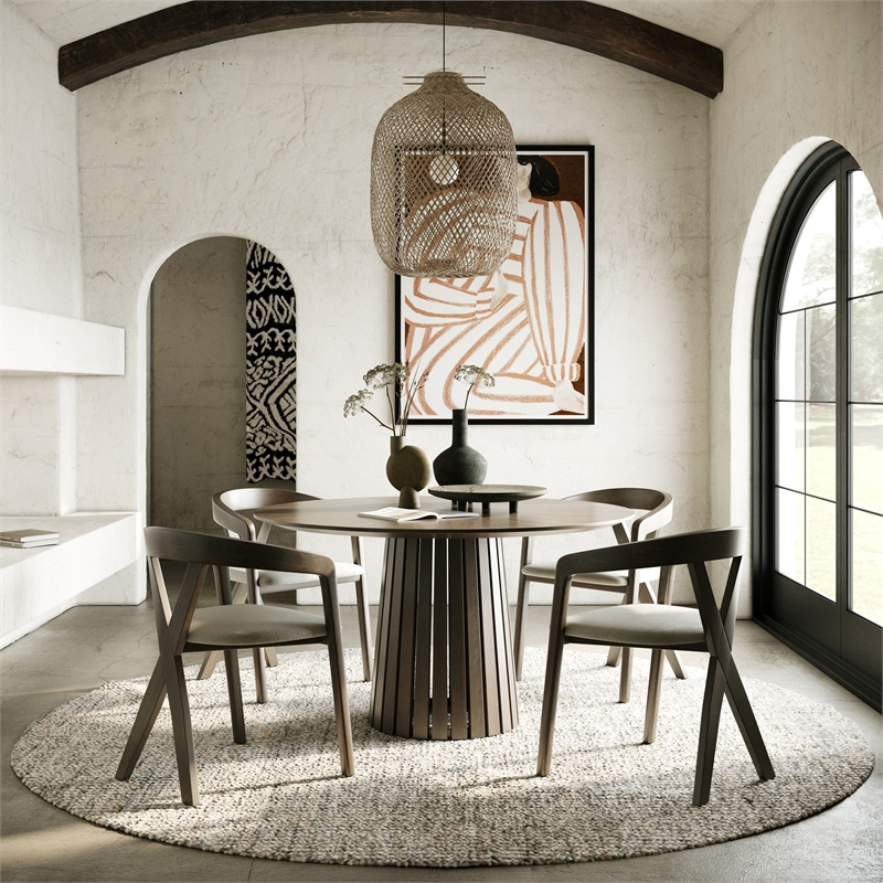 Weiss - Mid-Century Modern Light Gray Fabric + Wenge Dining Chair