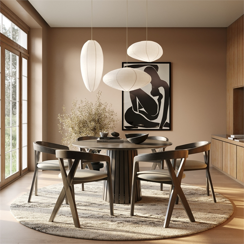Weiss - Mid-Century Modern Light Gray Fabric + Wenge Dining Chair