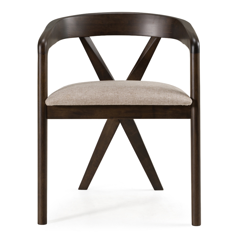 Weiss - Mid-Century Modern Light Gray Fabric + Wenge Dining Chair