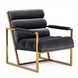 Anton - Modern Grey Velvet & Brass Accent Chair