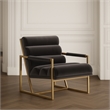 Anton - Modern Grey Velvet & Brass Accent Chair