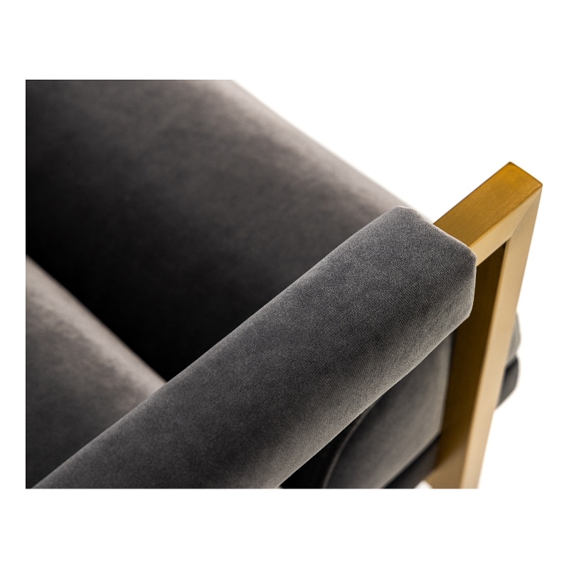 Anton - Modern Grey Velvet & Brass Accent Chair